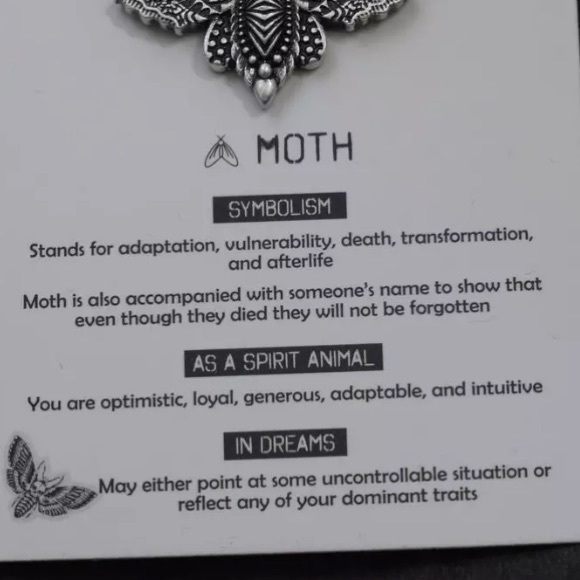 Moth with moon and skull design pewter necklace on leather cord boho goth - Picture 14 of 15